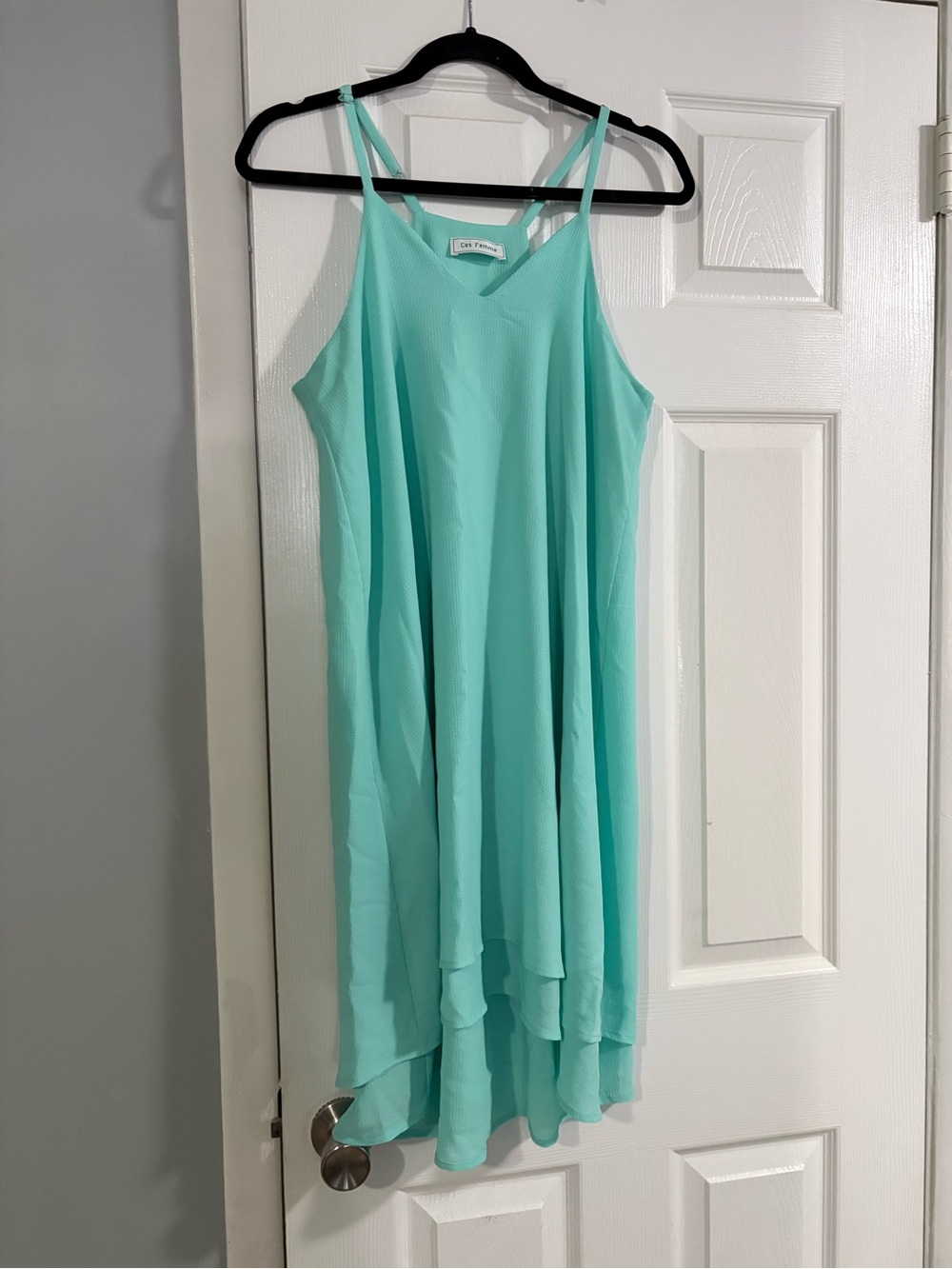 Ces Femme Mint Layered Chiffon Cami Dress